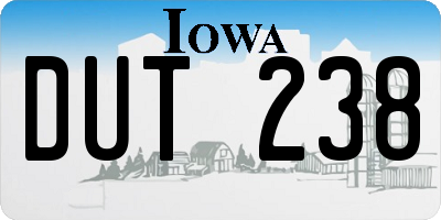IA license plate DUT238