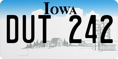 IA license plate DUT242