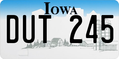 IA license plate DUT245