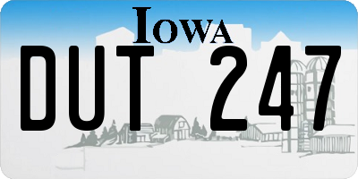 IA license plate DUT247