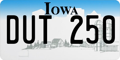 IA license plate DUT250