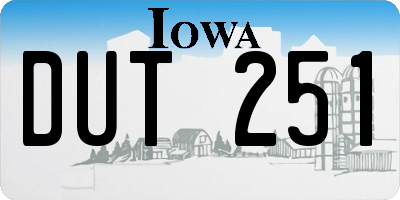 IA license plate DUT251