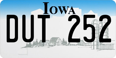 IA license plate DUT252