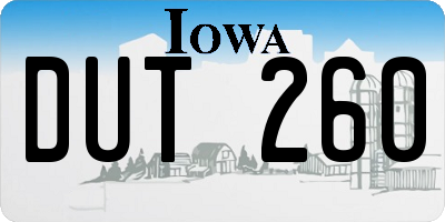 IA license plate DUT260