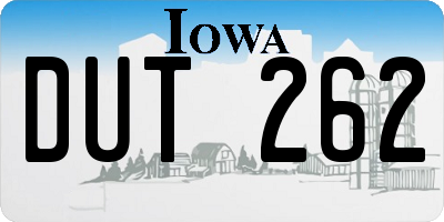 IA license plate DUT262