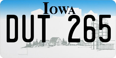 IA license plate DUT265