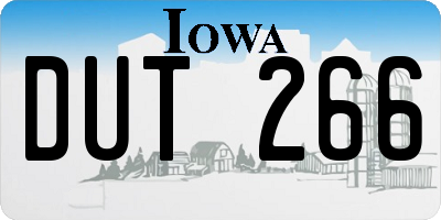 IA license plate DUT266