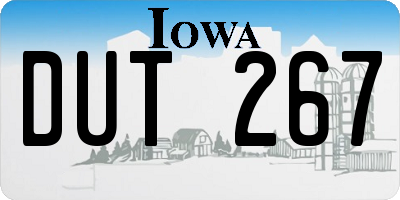 IA license plate DUT267