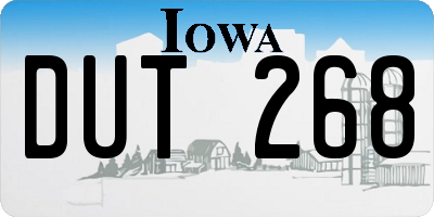 IA license plate DUT268