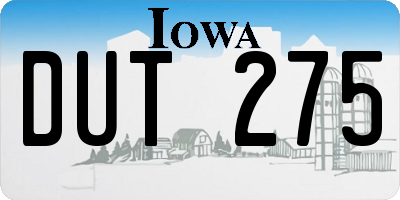 IA license plate DUT275