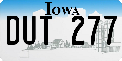 IA license plate DUT277