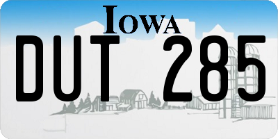 IA license plate DUT285