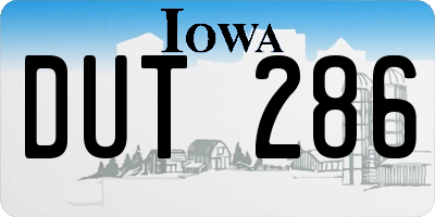 IA license plate DUT286