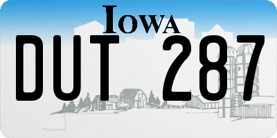 IA license plate DUT287