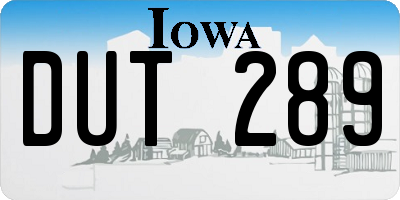 IA license plate DUT289