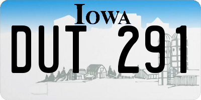 IA license plate DUT291