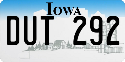 IA license plate DUT292