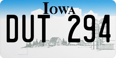 IA license plate DUT294