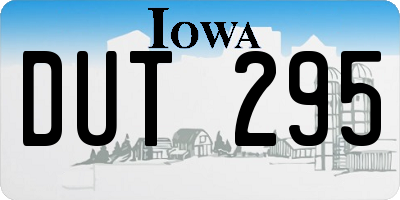 IA license plate DUT295