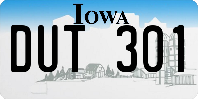 IA license plate DUT301