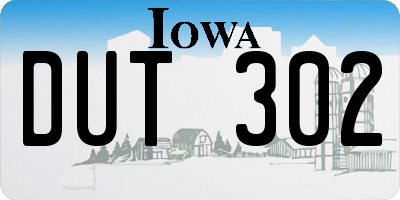 IA license plate DUT302