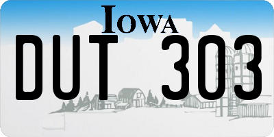 IA license plate DUT303