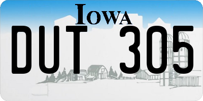 IA license plate DUT305