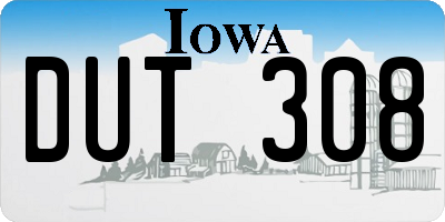 IA license plate DUT308