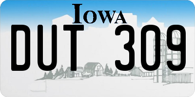 IA license plate DUT309