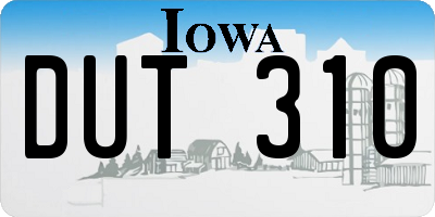 IA license plate DUT310