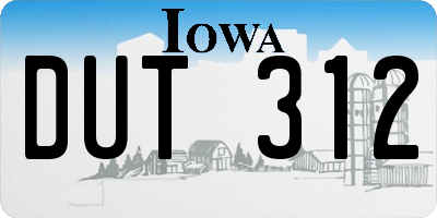 IA license plate DUT312
