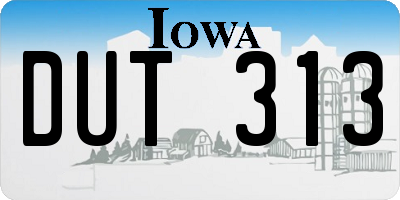 IA license plate DUT313