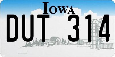 IA license plate DUT314