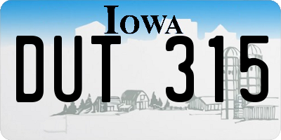 IA license plate DUT315