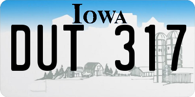 IA license plate DUT317