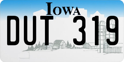 IA license plate DUT319