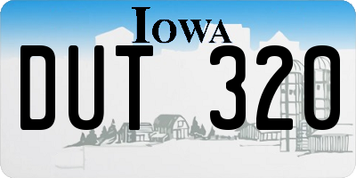 IA license plate DUT320