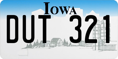 IA license plate DUT321