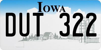 IA license plate DUT322