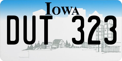 IA license plate DUT323
