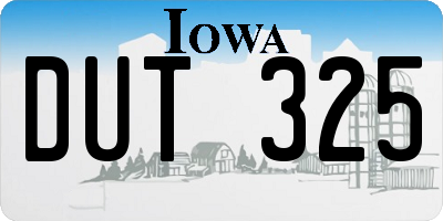 IA license plate DUT325