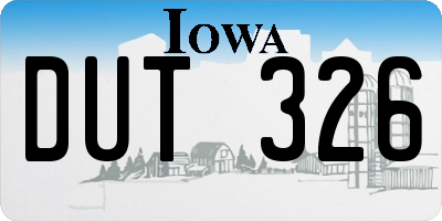 IA license plate DUT326