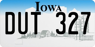 IA license plate DUT327