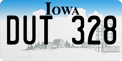 IA license plate DUT328