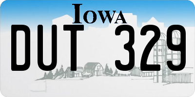 IA license plate DUT329