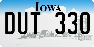 IA license plate DUT330