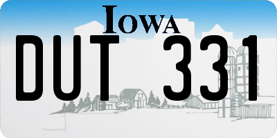 IA license plate DUT331
