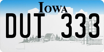 IA license plate DUT333