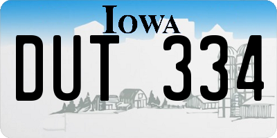 IA license plate DUT334