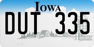 IA license plate DUT335